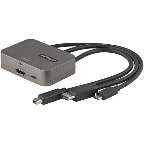 StarTech.com Adaptateur multiport vers HDMI 3 en 1, convertisseur vidéo 4K 60 Hz USB-C, HDMI ou Mini DP vers HDMI, adaptateur AV numérique pour salle de conférence CDPHDMDP2HD