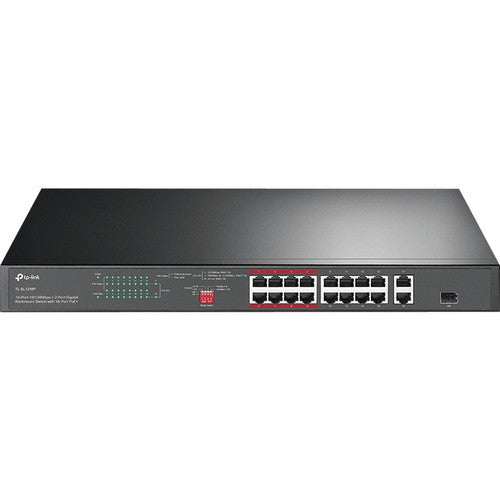 TP-Link Omada 16-Port 10/100 Mbps + 2-Port Gigabit Rackmount Switch with 16-Port PoE+ TL-SL1218P