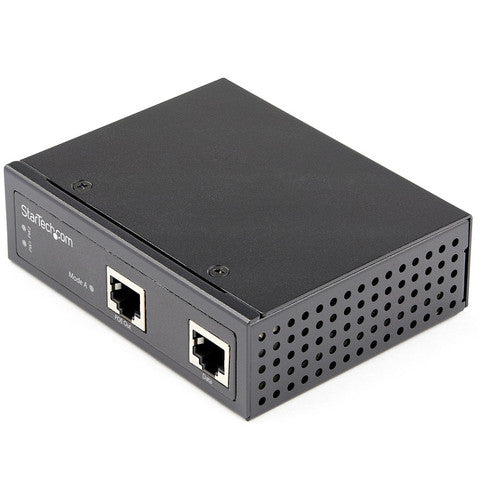 Star Tech.com Industrial Gigabit Ethernet PoE Injector 30W 802.3at PoE+ Midspan 48V-56VDC Power Over Ethernet Injector Adapter -40C to +75C POEINJ30W