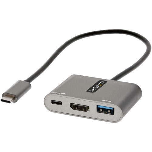 StarTech.com Adaptateur multiport USB C, USB-C vers HDMI 4K, 100 W PD Pass-Through, hub USB 3.0 5 Gbit/s (1xC/1xA), mini station d'accueil USB-C/station de voyage CDP2HDUACP2