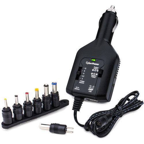 CyberPower CPUDC1U2000 DC Universal Power Adapter 3-12V 2000mA and 2.1A USB Charging Port CPUDC1U2000