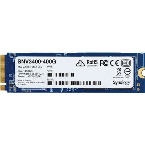 Synology SNV3400-400G 400 GB Solid State Drive - M.2 2280 Internal - PCI Express NVMe (PCI Express NVMe 3.0 x4) SNV3400-400G