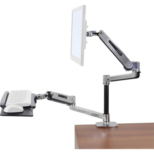 Ergotron WorkFit-LX Desk Mount for Flat Panel Display, Keyboard, Mouse - Polished Aluminum 45-405-026