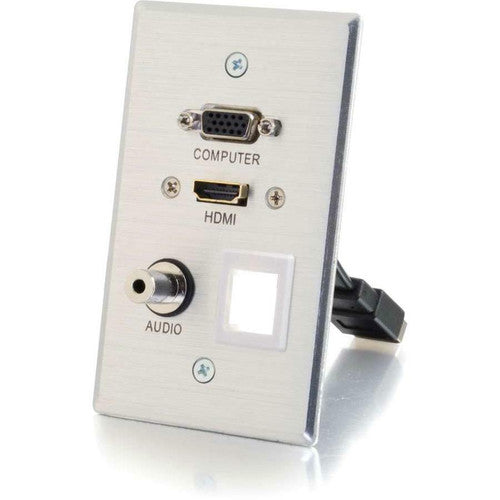 C2G HDMI, VGA, 3.5mm and Keystone Pass-through Wall Plate - Aluminum 39705