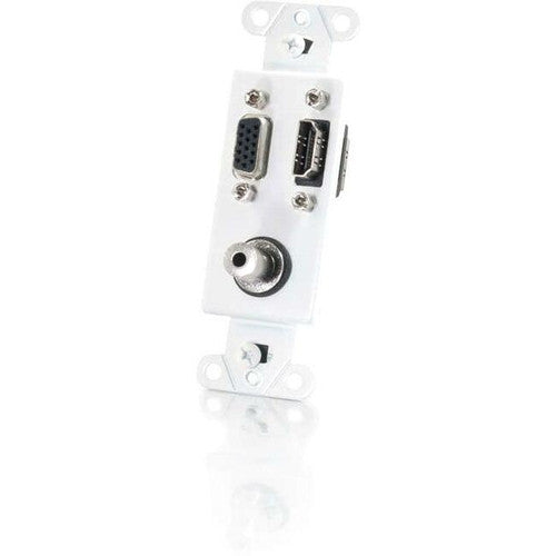C2G NOUVEAU !! HDMI décoratif, HD15 VGA, insert de plaque murale 3,5 mm blanc 41031