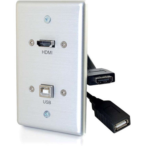 Plaque murale USB et HDMI simple C2G en aluminium 39874