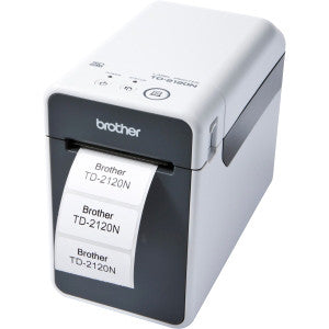 Brother TD-2120N Desktop Direct Thermal Printer - Monochrome - Label/Receipt Print - Ethernet - USB - Serial - White, Gray TD2120NT