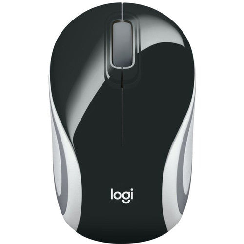 Logitech Mini souris sans fil M187 ultra portable, 2,4 GHz avec récepteur USB, suivi optique 1 000 DPI, 3 boutons, PC/Mac/ordinateur portable – Noir (avec bande blanche) 910-005459