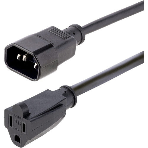 StarTech.com Rallonge d'alimentation de 1 m, IEC C14 vers NEMA 5-15R, 10 A 125 V, 18 AWG, noir, câble d'extension de prise pour alimentations 1415R-3F-POWER-CORD