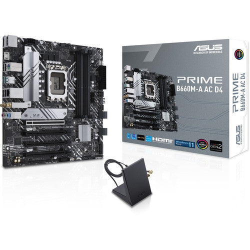 Asus Prime B660M-A AC D4 Desktop Motherboard - Intel B660 Chipset - Socket LGA-1700 - Intel Optane Memory Ready - Micro ATX PRIME B660M-A AC D4