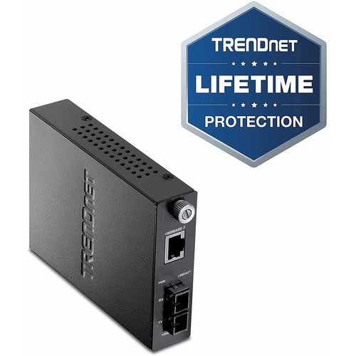 TRENDnet Intelligent 1000Base-T to 1000Base-LX/SX Single Mode SC Fiber Media Converter (20KM; 12.4Miles); Fiber to Ethernet Converter; SC Type Fiber Port; RJ-45;Lifetime Protection; TFC-1000S20 TFC-1000S20