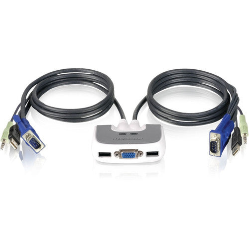 IOGEAR 2-Port USB PLUS KVM Switch with Built-in Cables and Audio Support GCS632U