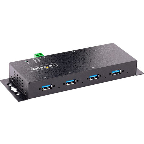 StarTech.com Hub industriel USB 3.0 5 Gbit/s à 4 ports, hub USB robuste avec protection ESD et contre les surtensions, montage DIN/mur/bureau, hub d'extension USB-A 5G4AINDNP-USB-A-HUB