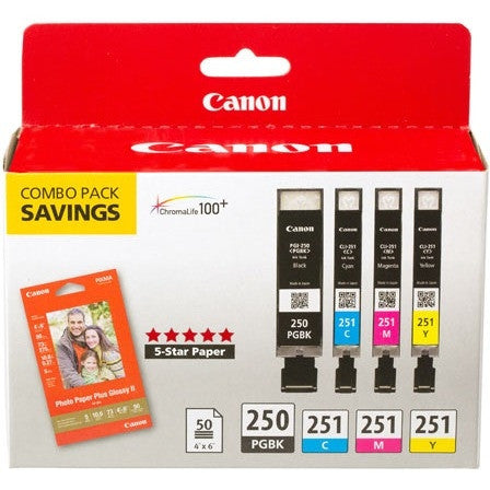 Canon Original Inkjet Ink Cartridge - Pigment Black, Cyan, Magenta, Yellow - 4 / Pack 6497B009