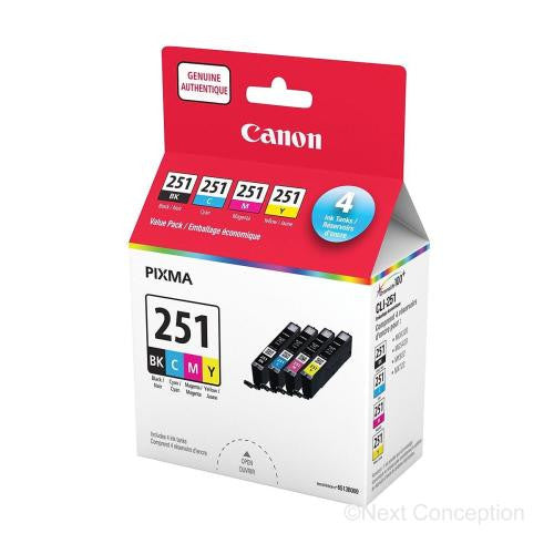 Canon CLI-251 Original Inkjet Ink Cartridge - Black, Cyan, Magenta, Yellow - 4 / Pack 6513B009