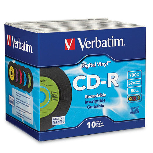 Verbatim CD-R 80min 52X avec surface vinyle numérique - 10pk Slim Case 94439