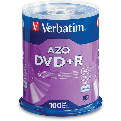 Verbatim 95098 Support DVD enregistrable - DVD+R - 16x - 4,70 Go - Paquet de 100 broches 95098