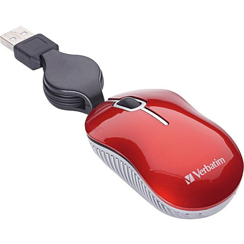 Mini souris optique de voyage Verbatim, série Commuter - Rouge 98619