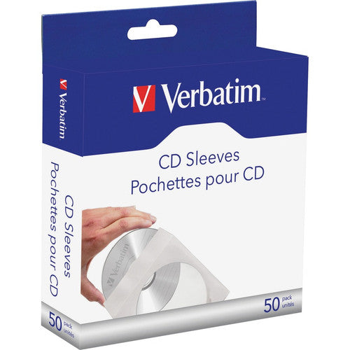 Verbatim CD/DVD Paper Sleeves with Clear Window - 50pk Box 70126