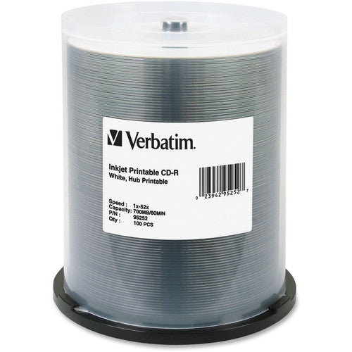 Support enregistrable sur CD Verbatim 95252 - CD-R - 52x - 700 Mo - Paquet de 100 broches 95252