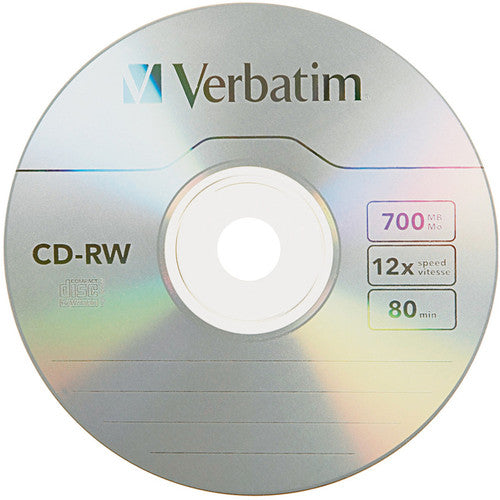 Support CD réinscriptible Verbatim - CD-RW - 12x - 700 Mo Slim Case 95156-8X10PK