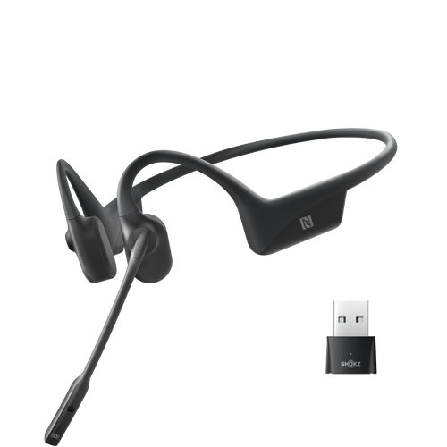 Shokz OpenComm UC with USB-A Dongle - Bluetooth Stereo Headset Noise Cancelling Boom Mic Bone Conduction - Water Resistant IP55 -  Cosmic Black