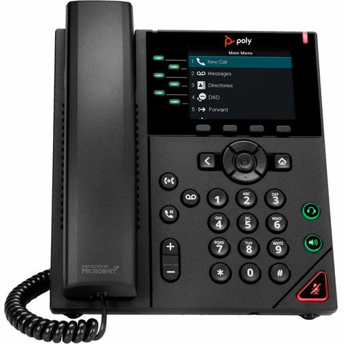 Poly VVX 350 IP Phone - Corded - Corded - Desktop, Wall Mountable - Black 89B69AA#ABA