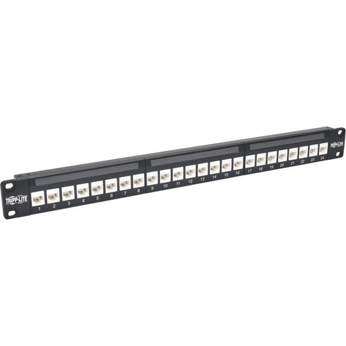 Tripp Lite 24-Port Cat6a Patch Panel Feedthrough Rackmount RJ45 Ethernet 1U N254-024-6A