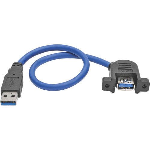 Tripp Lite by Eaton USB 3.0 SuperSpeed Panel-Mount Type-A Extension Cable (M/F), 1 ft U324-001-APM