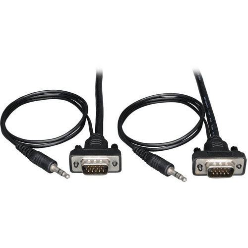 Câble de moniteur coaxial VGA Tripp Lite 6 pieds profil bas avec audio et RVB haute résolution HD15 3,5 mm M/M 6' P504-006-SM