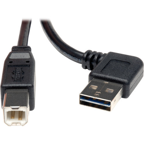 Tripp Lite by Eaton Universal Reversible USB 2.0 Right Angle A-Male to B-Male Device Cable - 3ft UR022-003-RA