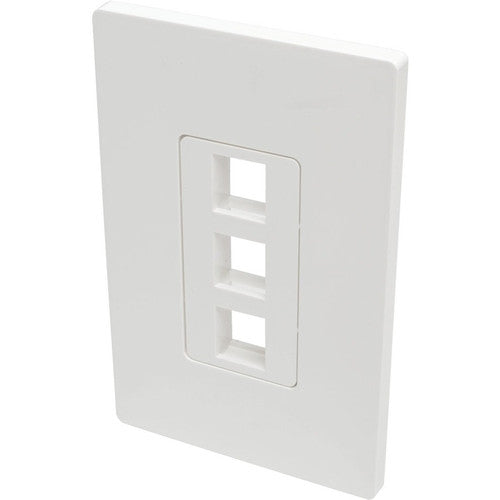 Tripp Lite by Eaton 3-Port Single-Gang Universal Keystone Wallplate, White N080-103