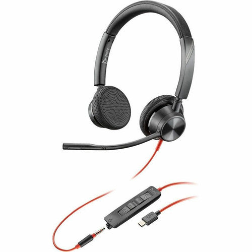 Poly Blackwire 3325 Stereo USB-C Headset +3.5mm Plug +USB-C/A Adapter 8X221AA