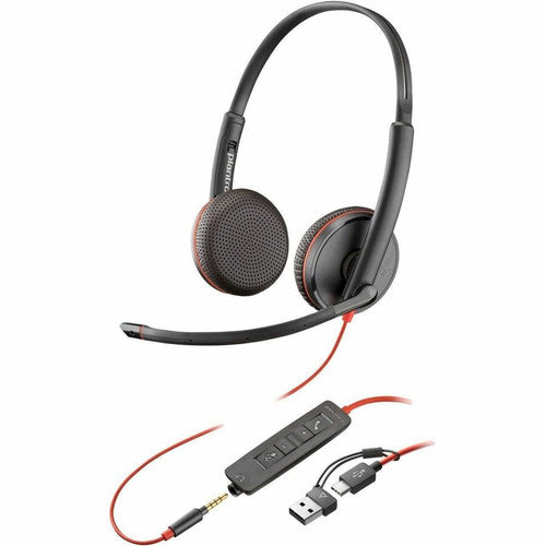 Poly Blackwire 3225 Stereo USB-C Headset + 3.5mm Plug + USB-C/A Adapter 8X229AA