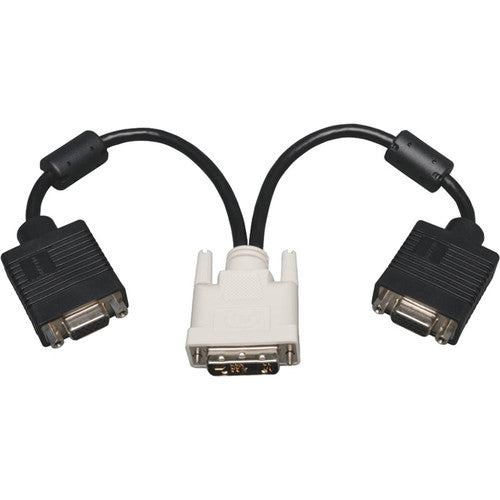 Tripp Lite 1ft DVI to VGA Splitter Adapter Converter DVI-A Analog M to 2x HD15F 1' P120-001-2