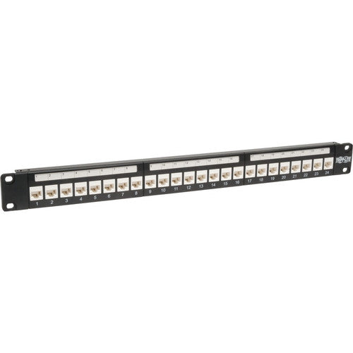 Tripp Lite 24-Port Cat6 Cat5e Patch Panel Low Profile Feed Through Rackmount RJ45 1U TAA N250-024-LP