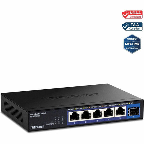 Commutateur non géré TRENDnet 6 ports 2,5G avec port SFP+ 10G TEG-S5061