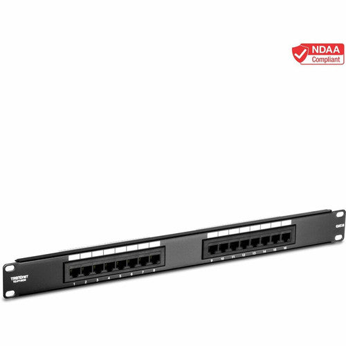 TRENDnet 16-Port Cat6 Unshielded Patch Panel, Wallmount Or Rackmount, 1U 19" , Cat3,Cat4,Cat5,Cat5e,Cat6 Compatible, 250Mhz Connection, Ideal For Copper Gigabit Ethernet Connections, Black, TC-P16C6 TC-P16C6