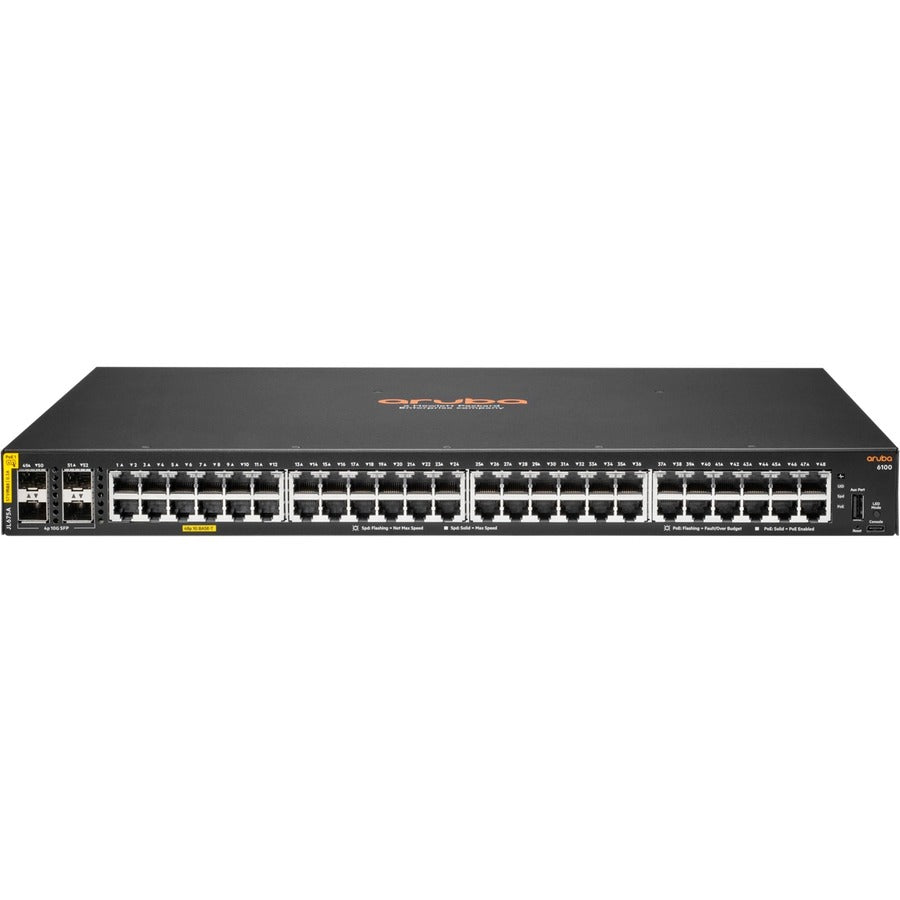 Aruba 6100 48G Class4 PoE 4SFP+ 370W Switch JL675A#AC3