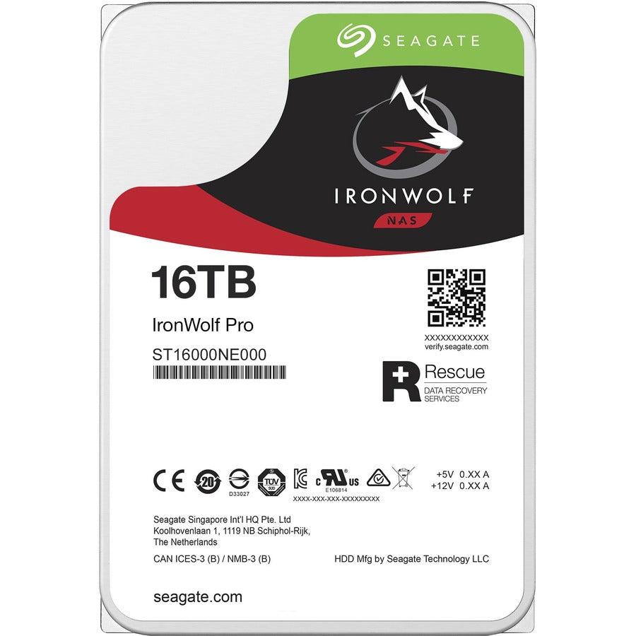 Seagate IronWolf Pro ST16000NE000 16 TB Hard Drive - 3.5" Internal - SATA (SATA/600) - Conventional Magnetic Recording (CMR) Method ST16000NE000