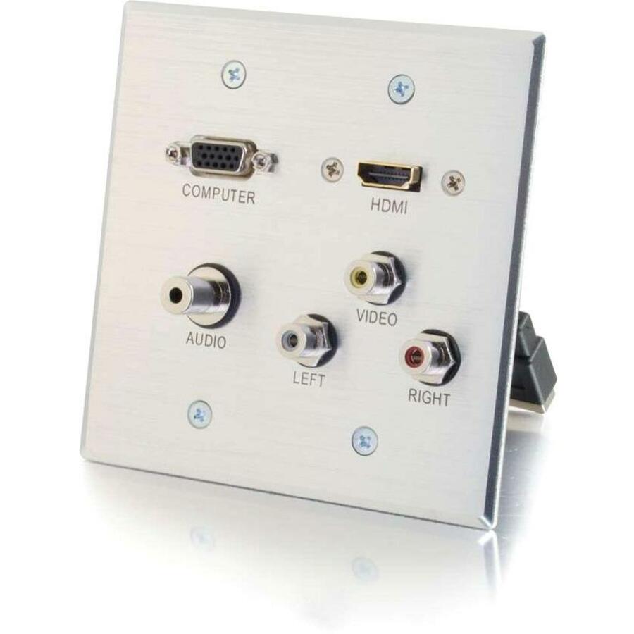 C2G HDMI,VGA,3.5mm,Composite Video and Stereo Audio Pass-through Wall Plate Aluminum 39704