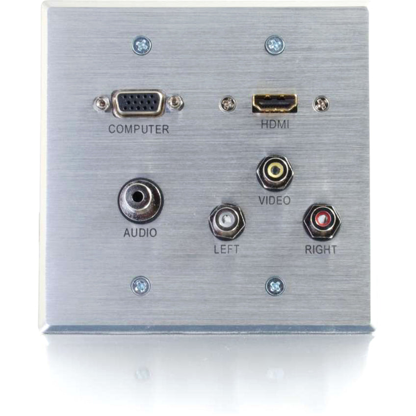 C2G HDMI,VGA,3.5mm,Composite Video and Stereo Audio Pass-through Wall Plate Aluminum 39704