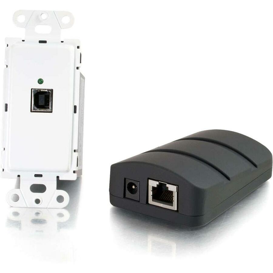 C2G USB 2.0 Over Cat5 Superbooster Wall Plate Transmitter to Dongle Receiver Kit 53878