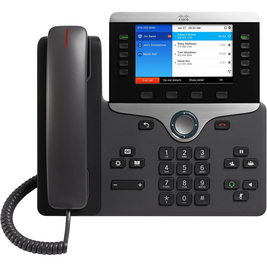 Cisco 8851 IP Phone - Corded/Cordless - Corded - Bluetooth - Desktop, Wall Mountable - Charcoal CP-8851-3PCC-K9=