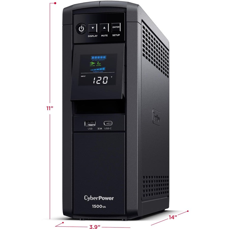 CyberPower PFC Sinewave CP1500PFCLCD - Capacity: 1500VA / 1000W CP1500PFCLCD