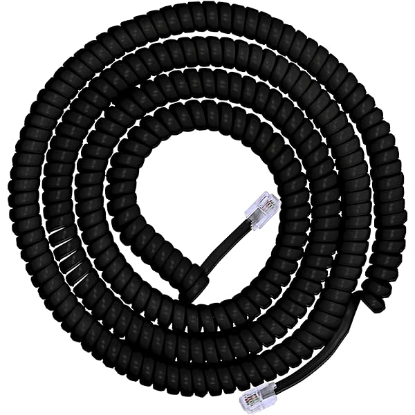 Telephone Curly Cord - 9 Foot - Black