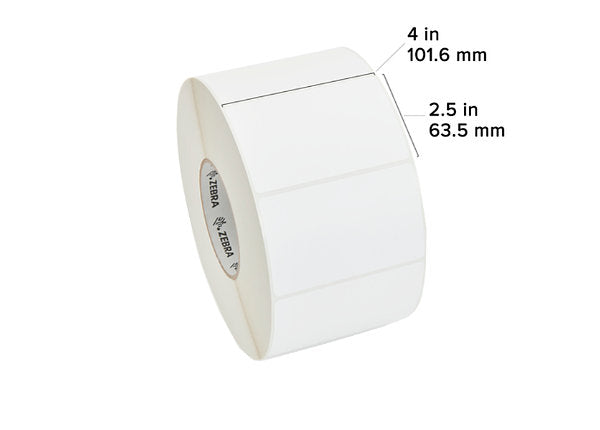 Zebra Label Paper 4 x 2.5in Direct Thermal Zebra Z-Perform 2000D 3 in core 10000294