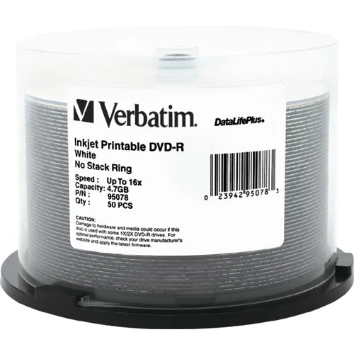 Verbatim DataLifePlus 95078 DVD Recordable Media - DVD-R - 16x - 4.70 GB - 200 Pack Spindle 950784X50PK