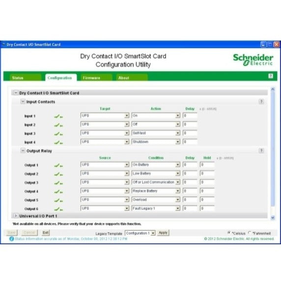 Carte SmartSlot d'E/S à contact sec APC by Schneider Electric AP9613