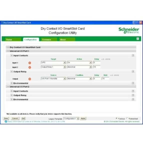 Carte SmartSlot d'E/S à contact sec APC by Schneider Electric AP9613